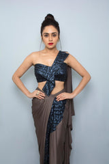 Amruta Khanvilkar In Structured Bow Corset With A Draped Skirt Womens Wear